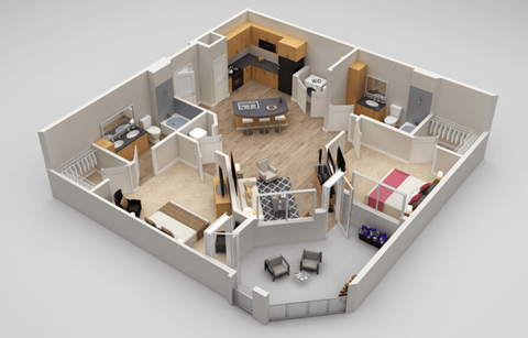 Waldron 2 bed 2 bath at Highland Row Apartments, Memphis, Tennessee